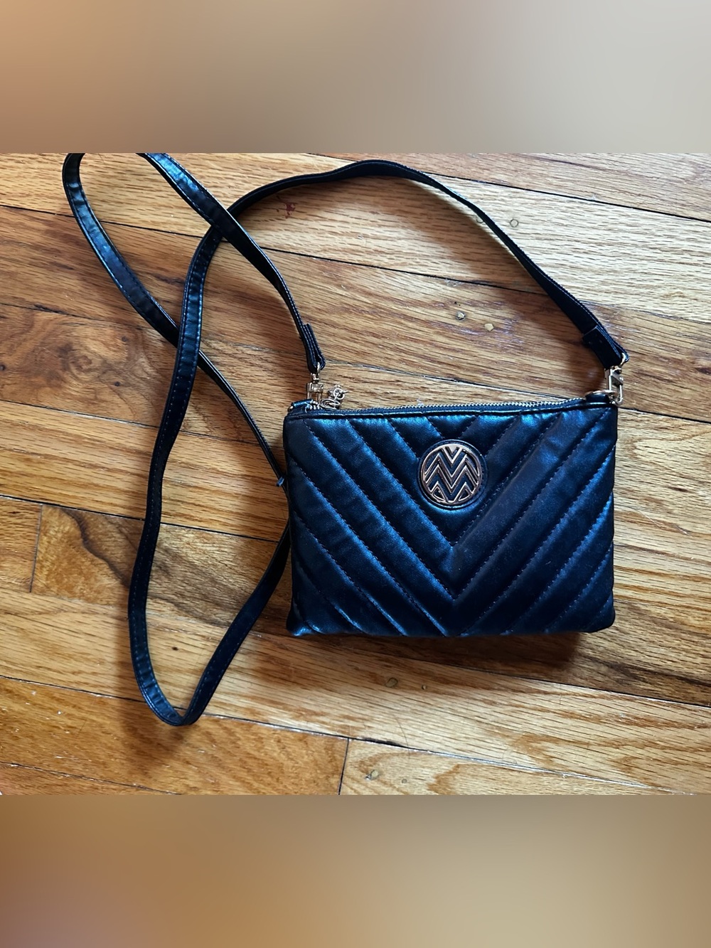 Macbeth Collection by Margaret Josephs Black Quilted Crossbody Bag Purse Glam